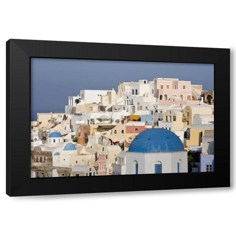 Greece, Santorini, Thira, Oia City Overlook Black Modern Wood Framed Art Print by Young, Bill