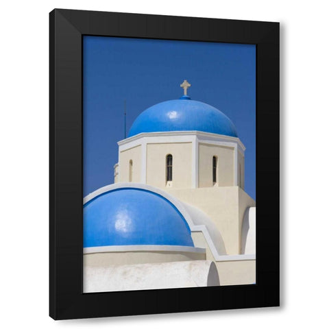 Greece,Thira, Oia Blue Greek Orthodox church Black Modern Wood Framed Art Print with Double Matting by Young, Bill