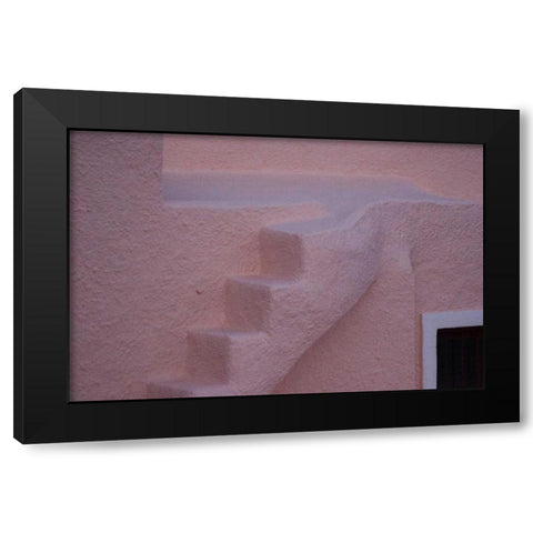 Greece, Thira, Oia Pink stucco wall and stairs Black Modern Wood Framed Art Print with Double Matting by Young, Bill