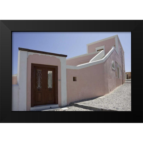 Greece, Santorini, Thira, Oia Villa with door Black Modern Wood Framed Art Print by Young, Bill