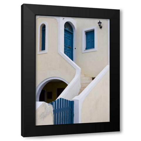 Greece, Santorini, Thira, Oia House Exterior Black Modern Wood Framed Art Print with Double Matting by Young, Bill