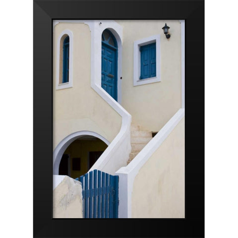Greece, Santorini, Thira, Oia House Exterior Black Modern Wood Framed Art Print by Young, Bill