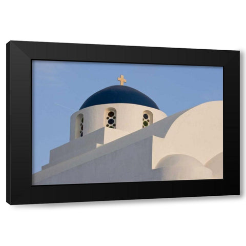 Greece, Santorini White church with blue dome Black Modern Wood Framed Art Print by Young, Bill
