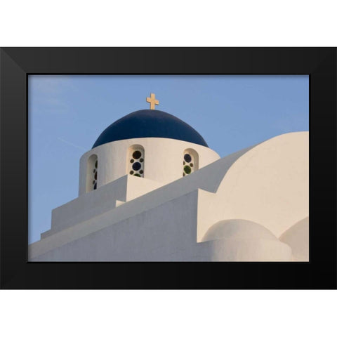 Greece, Santorini White church with blue dome Black Modern Wood Framed Art Print by Young, Bill
