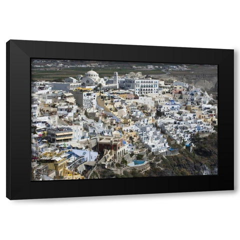 Greece, Santorini, Fira View of clifftop town Black Modern Wood Framed Art Print with Double Matting by Young, Bill