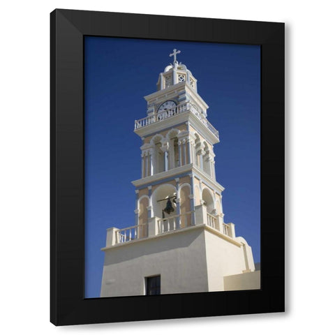 Greece, Santorini Ornate church clock tower Black Modern Wood Framed Art Print with Double Matting by Young, Bill