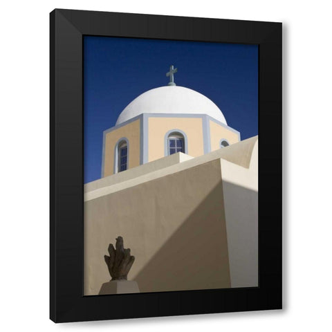 Greece, Santorini Church dome against blue sky Black Modern Wood Framed Art Print with Double Matting by Young, Bill