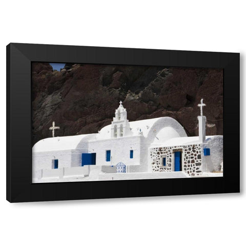 Greece, Santorini White Greek Orthodox church Black Modern Wood Framed Art Print with Double Matting by Young, Bill