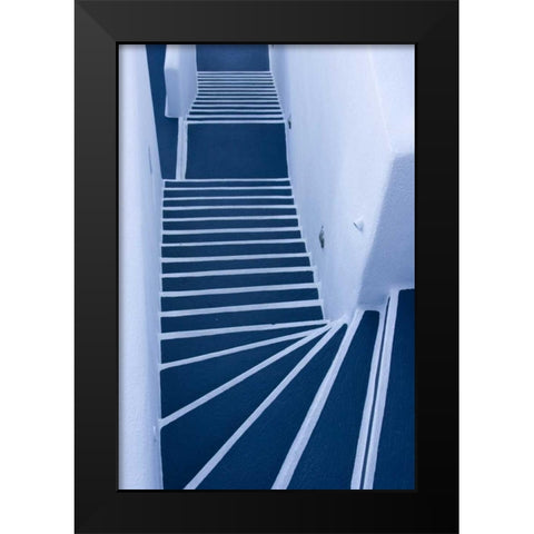 Greece, Santorini Painted blue and white stairs Black Modern Wood Framed Art Print by Young, Bill