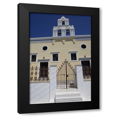 Greece, Santorini Gate to Greek Orthodox church Black Modern Wood Framed Art Print with Double Matting by Young, Bill