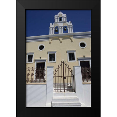 Greece, Santorini Gate to Greek Orthodox church Black Modern Wood Framed Art Print by Young, Bill