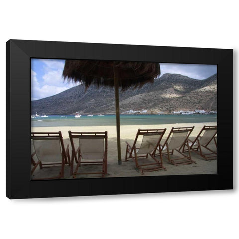 Greece, Cyclades, Sifnos Beach in Sifnos harbor Black Modern Wood Framed Art Print with Double Matting by Noble Gardner, Nancy