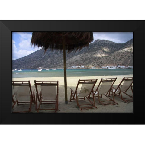 Greece, Cyclades, Sifnos Beach in Sifnos harbor Black Modern Wood Framed Art Print by Noble Gardner, Nancy