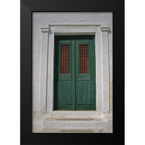 Greece, Chora Doorway to Neo- Classical house Black Modern Wood Framed Art Print by Noble Gardner, Nancy