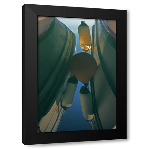 Greece, Paros, Naoussa Fishing boats and floats Black Modern Wood Framed Art Print by Noble Gardner, Nancy