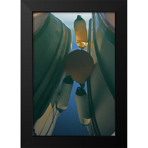 Greece, Paros, Naoussa Fishing boats and floats Black Modern Wood Framed Art Print by Noble Gardner, Nancy
