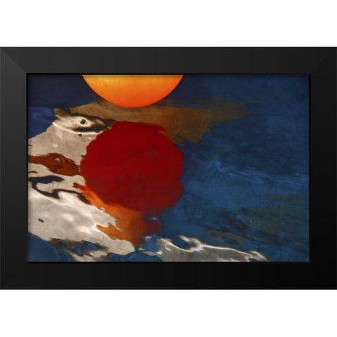 Greece, Aegean Fishing boat creates reflection Black Modern Wood Framed Art Print by Noble Gardner, Nancy