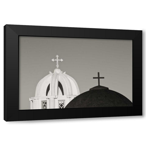 Greece, Santorini Church steeples and crosses Black Modern Wood Framed Art Print with Double Matting by Young, Bill