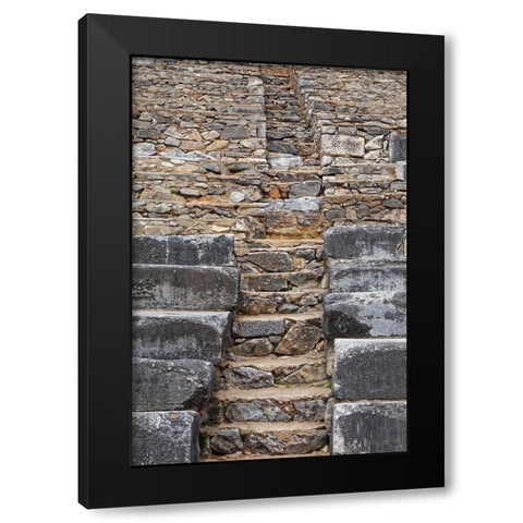 Greece-Philippi Stairs and seats at ruins of ancient stadium  Black Modern Wood Framed Art Print by Jaynes Gallery