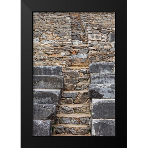 Greece-Philippi Stairs and seats at ruins of ancient stadium  Black Modern Wood Framed Art Print by Jaynes Gallery