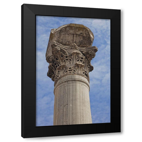 Greece-Philippi Corinthian column at ancient ruins of Basilica  Black Modern Wood Framed Art Print with Double Matting by Jaynes Gallery