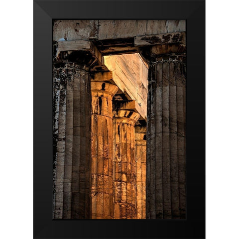 Parthenon columns on the Acropolis in Athens-Greece Black Modern Wood Framed Art Print by Steve Mohlenkamp