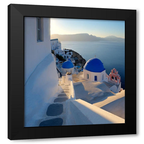 Santorini-Greece on the Mediterranean Sea Black Modern Wood Framed Art Print with Double Matting by Steve Mohlenkamp