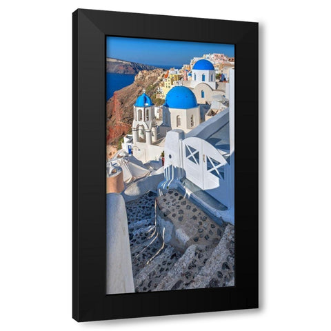 Santorini-Greece on the Mediterranean Sea Black Modern Wood Framed Art Print by Steve Mohlenkamp