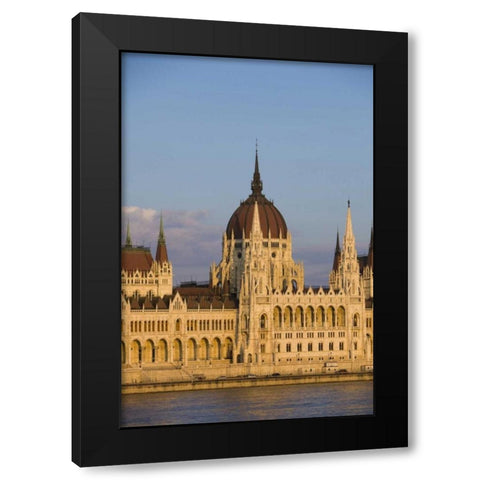 Hungary, Budapest Parliament Building Black Modern Wood Framed Art Print with Double Matting by Zuckerman, Jim