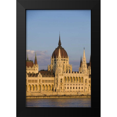 Hungary, Budapest Parliament Building Black Modern Wood Framed Art Print by Zuckerman, Jim