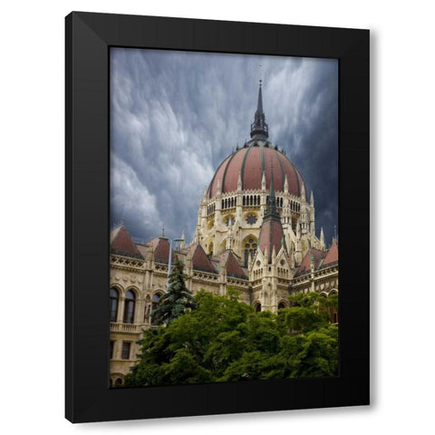 Hungary, Budapest Parliament Building Black Modern Wood Framed Art Print by Zuckerman, Jim