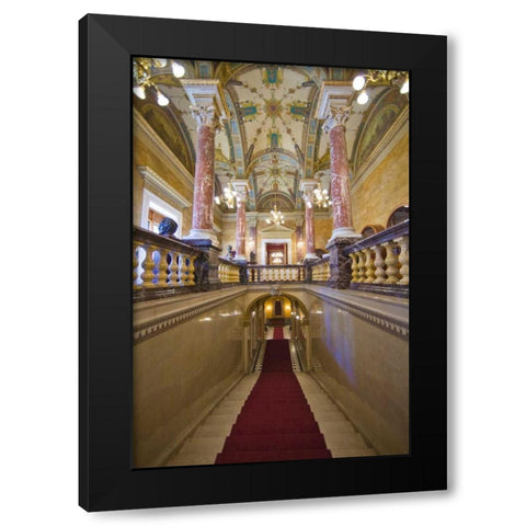 Hungary, Budapest Parliament Building Interior Black Modern Wood Framed Art Print by Zuckerman, Jim