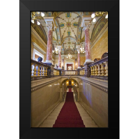 Hungary, Budapest Parliament Building Interior Black Modern Wood Framed Art Print by Zuckerman, Jim