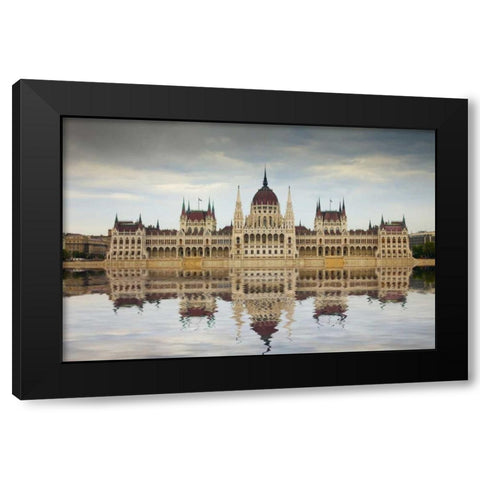 Hungary, Budapest Parliament Building Black Modern Wood Framed Art Print by Zuckerman, Jim