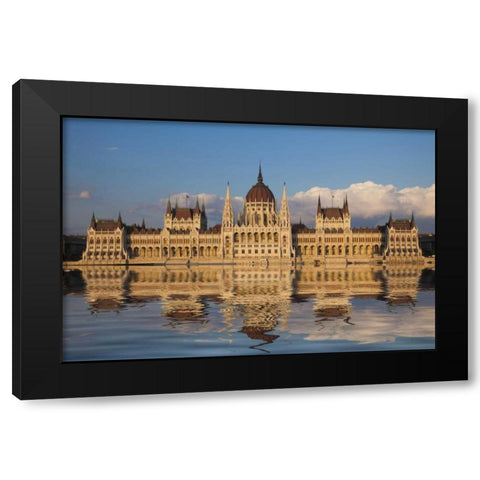 Hungary, Budapest Parliament Building Black Modern Wood Framed Art Print with Double Matting by Zuckerman, Jim