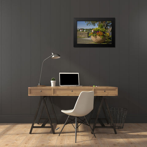 Iceland, Reykjavik A large flower-filled vase Black Modern Wood Framed Art Print by Grall, Don