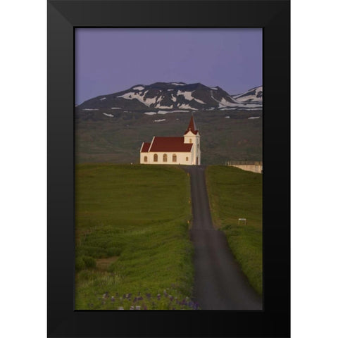 Iceland, Snaefellsnes, Hellisandur Church Black Modern Wood Framed Art Print by Grall, Don