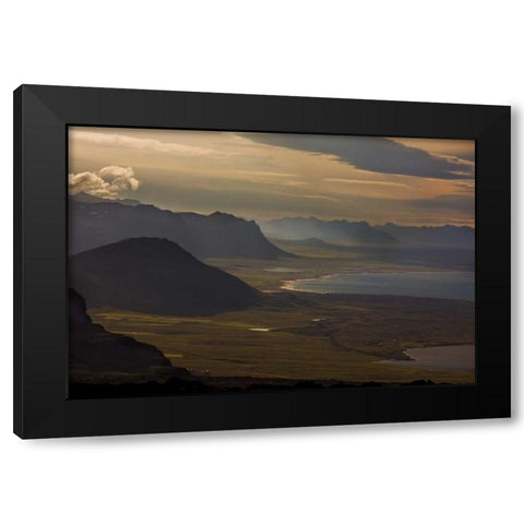 Iceland, Snaefellsnes Sunset bathes the coast Black Modern Wood Framed Art Print with Double Matting by Grall, Don