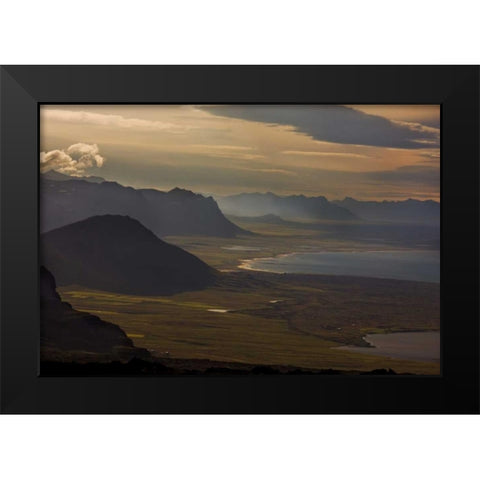 Iceland, Snaefellsnes Sunset bathes the coast Black Modern Wood Framed Art Print by Grall, Don