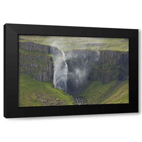 Iceland, Snaefellsnes Grundarfoss Falls Black Modern Wood Framed Art Print with Double Matting by Grall, Don