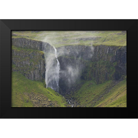 Iceland, Snaefellsnes Grundarfoss Falls Black Modern Wood Framed Art Print by Grall, Don