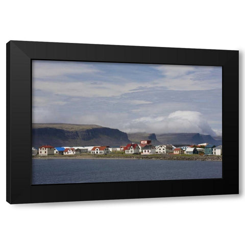 Iceland, Patreksfjordur Small town Black Modern Wood Framed Art Print with Double Matting by Grall, Don