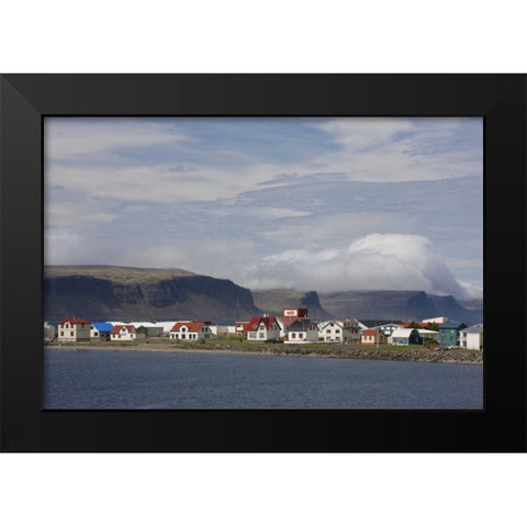 Iceland, Patreksfjordur Small town Black Modern Wood Framed Art Print by Grall, Don