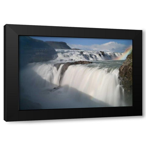 Iceland The Hvita River and Gullfoss waterfall Black Modern Wood Framed Art Print with Double Matting by Grall, Don