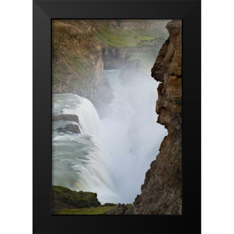 Iceland The Hvita River and Gullfoss waterfall Black Modern Wood Framed Art Print by Grall, Don