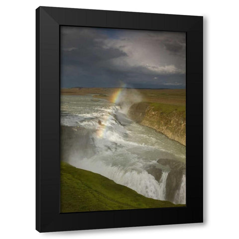 Iceland A rainbow arcs over Gullfoss falls Black Modern Wood Framed Art Print with Double Matting by Grall, Don