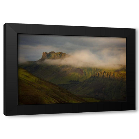 Iceland Low cloudsover mountain ridges at sunset Black Modern Wood Framed Art Print with Double Matting by Grall, Don