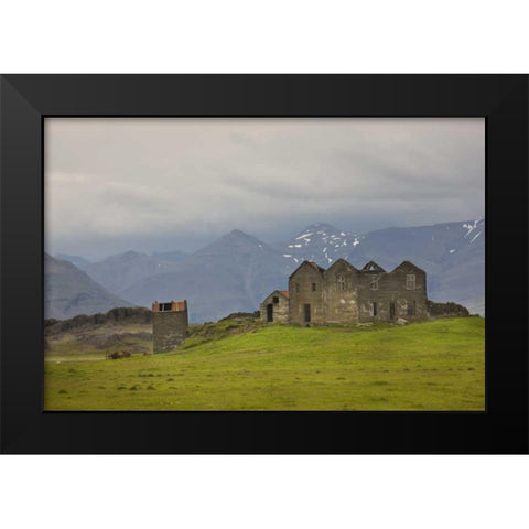 Iceland Abandoned farmhouse on a hill Black Modern Wood Framed Art Print by Grall, Don