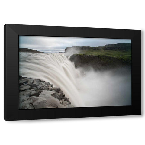 Iceland, Jokulsargljufur NP Dettifoss Waterfall Black Modern Wood Framed Art Print with Double Matting by Grall, Don