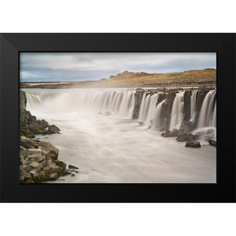 Iceland, Jokulsargljufur NP Selfoss Waterfall Black Modern Wood Framed Art Print by Grall, Don